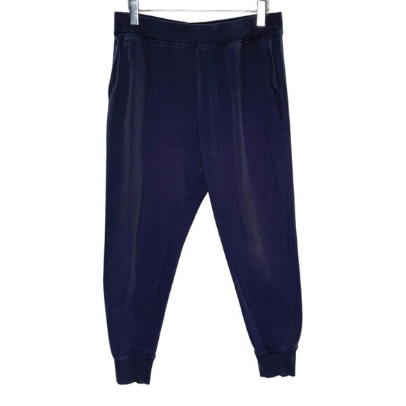 COS M Womens Tapered Pull On Jogger Sweatpants Casual Blue Crop *flaw - Picture 1 of 9